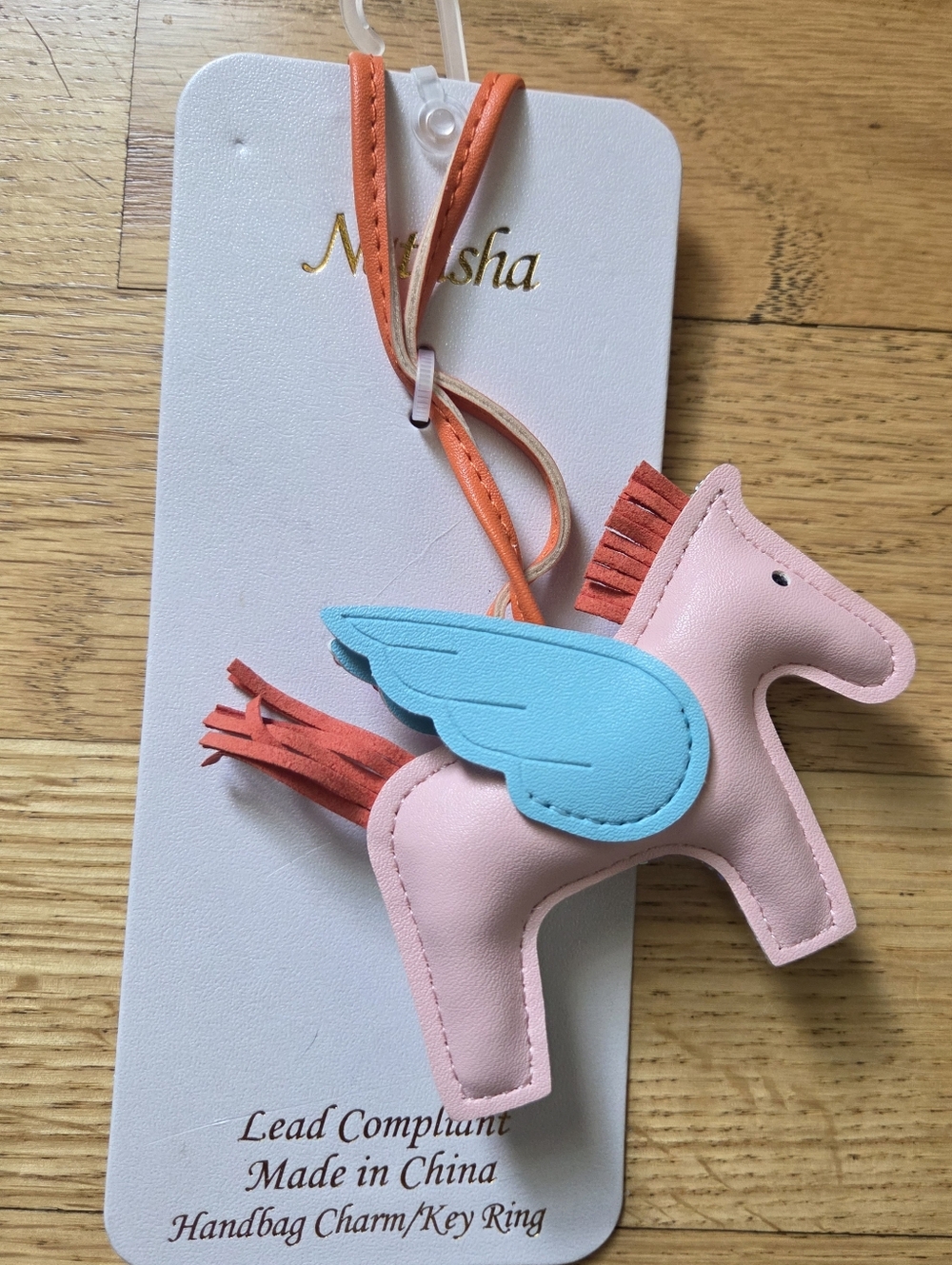 Pink Pegasus Handbag Charm with Blue Wings